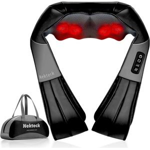 Nekteck Shiatsu Neck and Back Massager with Soothing Heat, Electric Deep Tissue